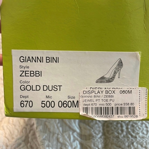 LIKE NEW Gianni Bini Zebbi Gold Dust Jeweled Heels Size 6 - Picture 4 of 4